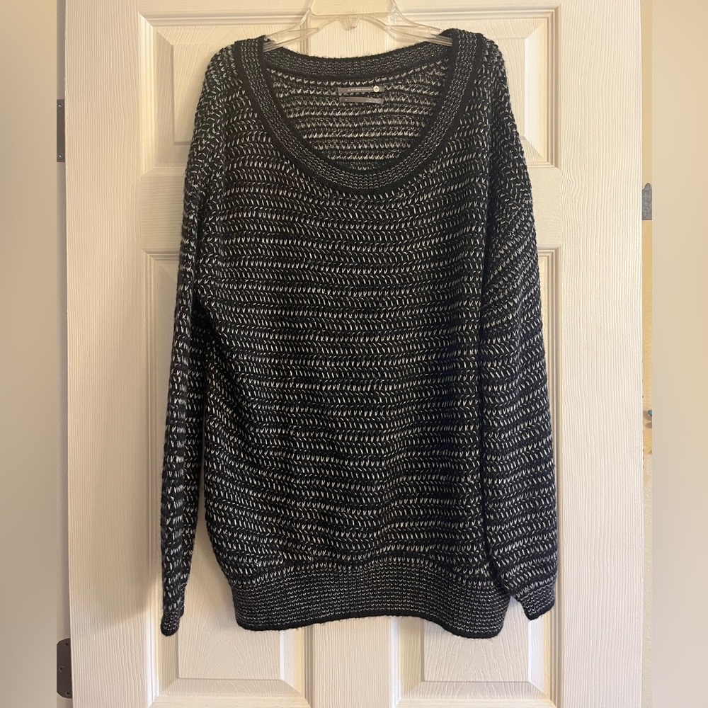 Anthropologie Black and White Knit Pullover Sweater